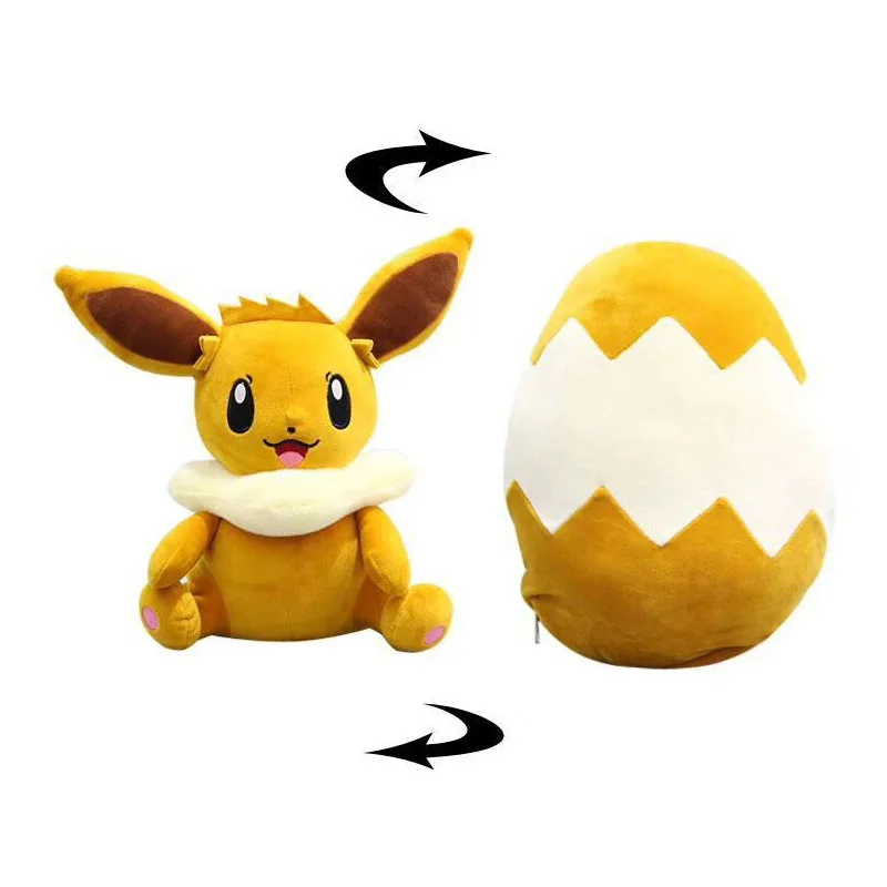 Забавные плюшевые игрушки Eevee Change to Egg 30 см Симпатичные двухсторонние подушки pkm
