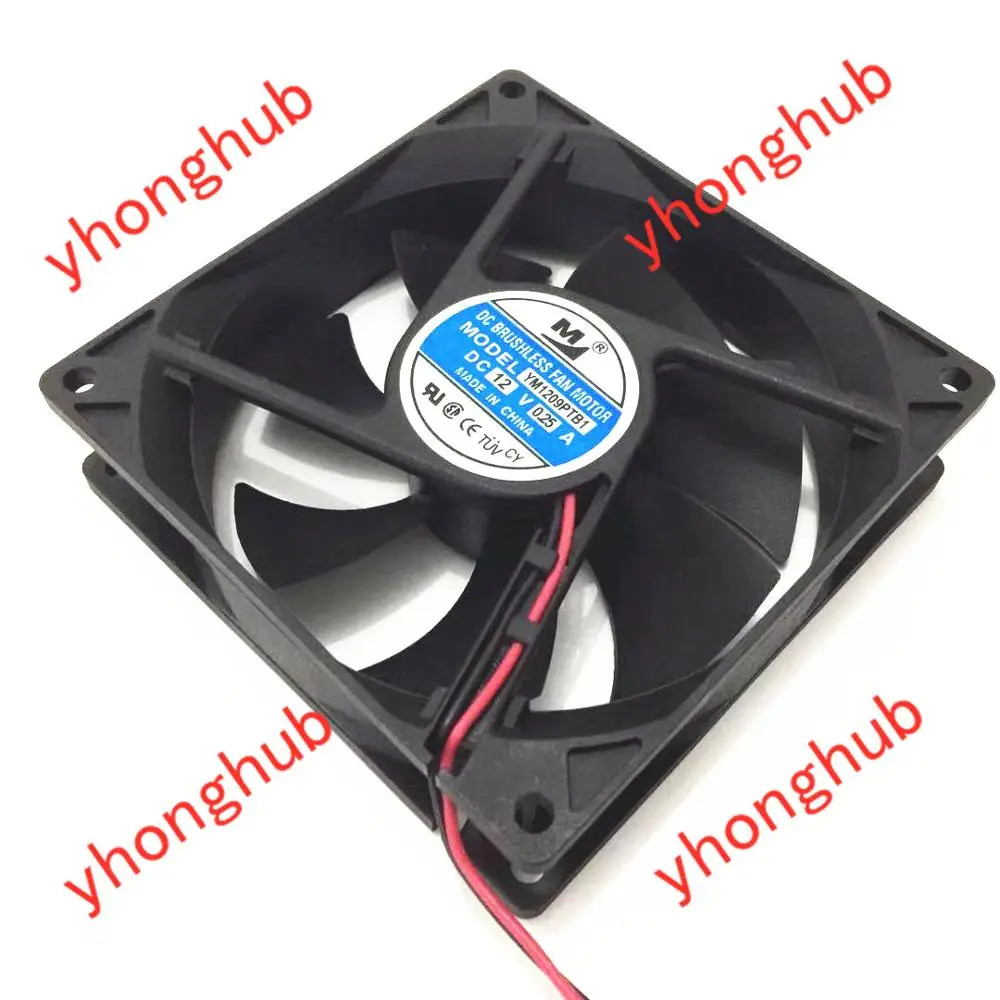 Emacro для Huaxia фабрикой YM1209PTB1 DC 12V 0.25A защитного стекла 92x92x25 мм 2-провод Сервер вентилятор охлаждения