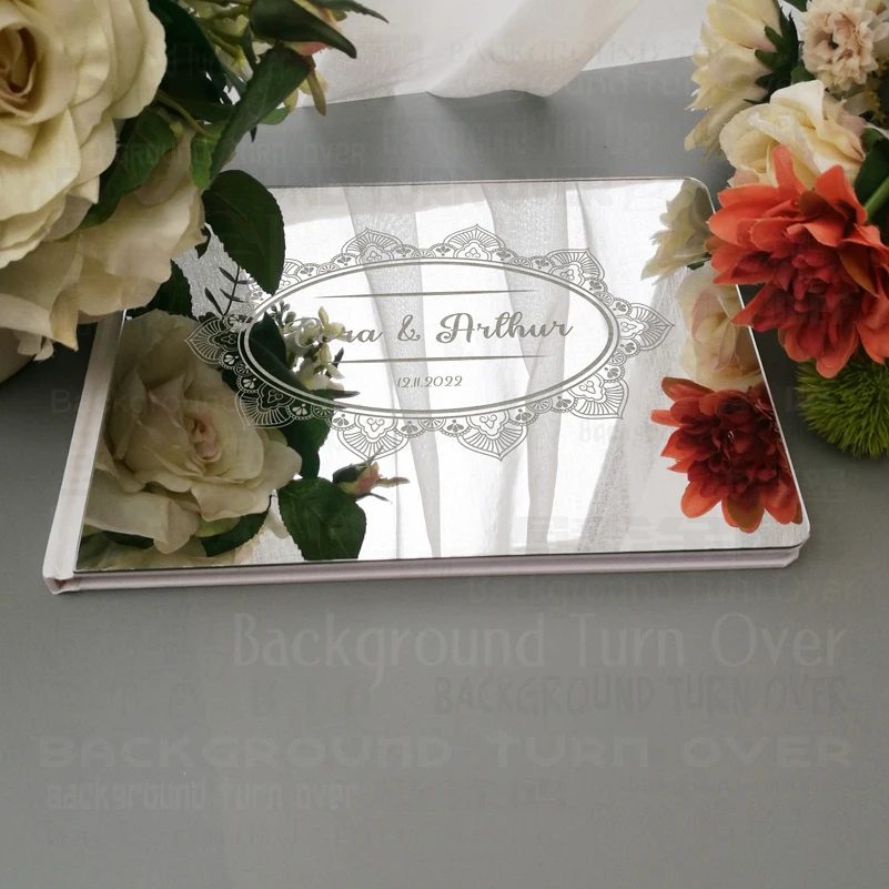 Wedding Guest Book Guestbook Personalized Mirror Engrave Carve Signature Books Album Cover Gift Rustic Alternative G051