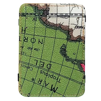 

New Arrive Unisex Anti-theft Scan Male Pu Leather Bifold Short Wallet Zipper Map Pattern Coin Case Pouch Casual Money Bag #BL1