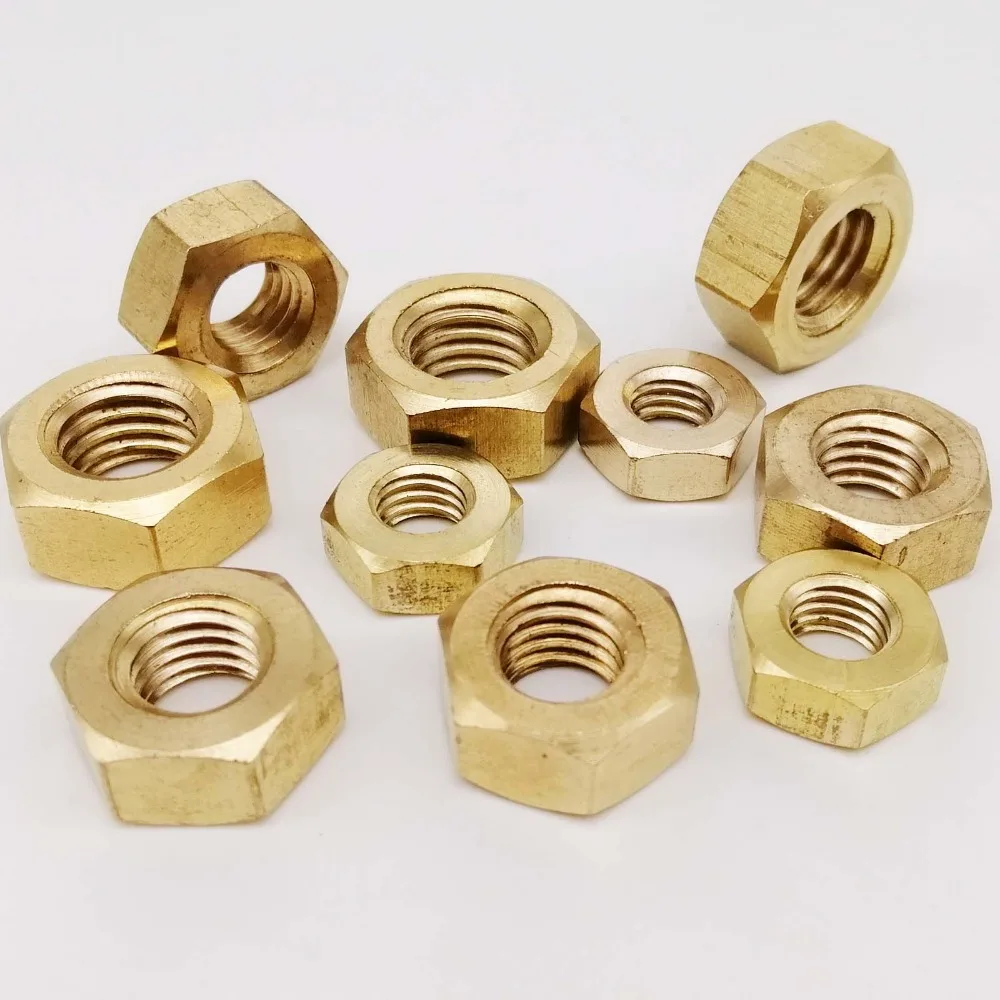 HZYUEGOU DIN934 M1 M1.2 M1.4 M1.6 M2 M2.5 M3 M4 M5 M6 M8 M10 M12 Vollmessing Kupfer Sechskantmutter Sechskantmutter Hohe Qualität – Detail 3