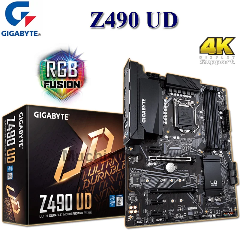 Материнская плата LGA 1200 Gigabyte Z490 UD PCI-E 4 0 M.2 DDR4 128 ГБ SATA III Intel 2133 МГц для настольного ПК