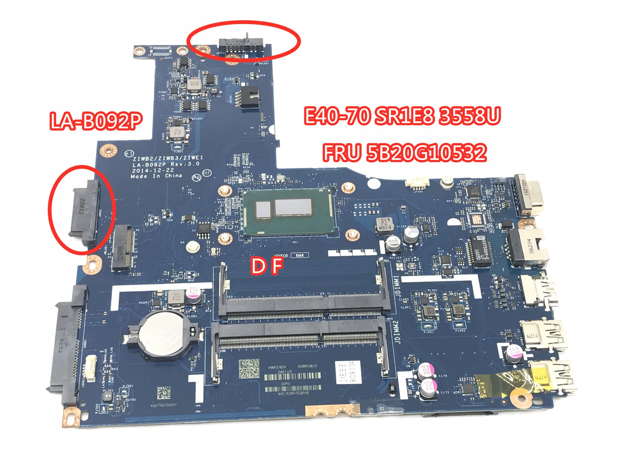 

FRU 5B20G10532 for Lenovo E40-70 motherboard with SR1E8 3558U LA-B092P 100% tested