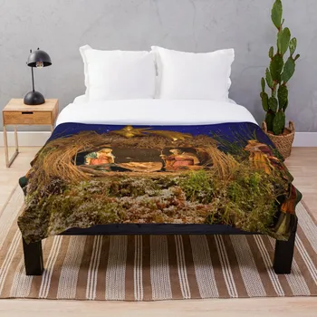 

Nativity scene Blanket Wool Flannel Plush Blanket Bedspread For office Sherpa Blanket Couch Quilt Cover Travel