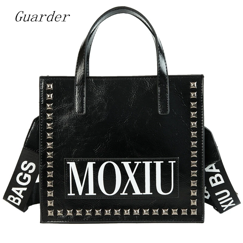

Guarder Street Style Designer Women's Bag Punk Rivet PU Leather Bag New Handbag Fashion Travel Letter Tote Crossbody Bag GUA0089