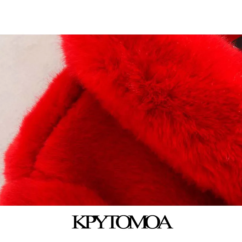Винтажная стильная зимняя Толстая теплая короткая куртка из искусственного меха, пальто для женщин, модная женская верхняя одежда с длинным рукавом и карманами, шикарные топы