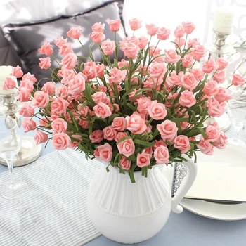 

10 Heads/bouquet Small Artificial Roses Flower DIY Wedding Decoration Home Decor Flowers Rose Gifts sztuczne kwiaty flores