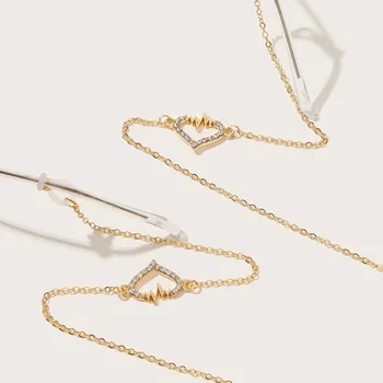 

Dz0082 Europe and America Accessories Sweet Versatile Heart ECG Glasses Pendant Simple Chain Sunglasses Pendant