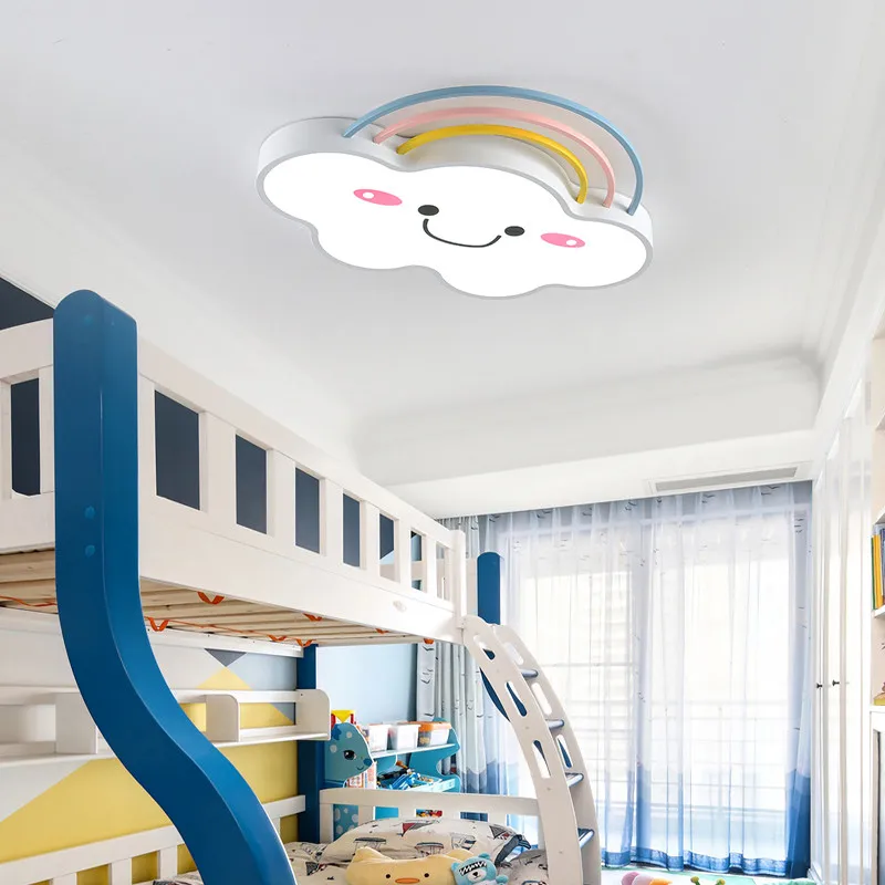 Современный мультяшный потолочный светильник Rainbow Cloud для маленьких девочек