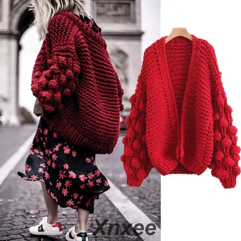 

Warm Knit Sweater Cardigan Women Long Sleeve Cashmere Knitted Sweater Women Winter 2019 Red Tops jumpers Ladies Cardigans Xnxee