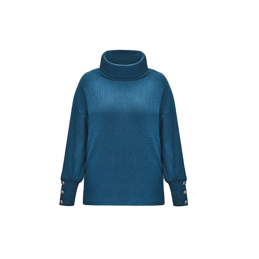Womail, однотонный Повседневный зимний модный вязаный свитер на пуговицах, женские топы, водолазка, свободная, для женщин, nouveaute S-5XL