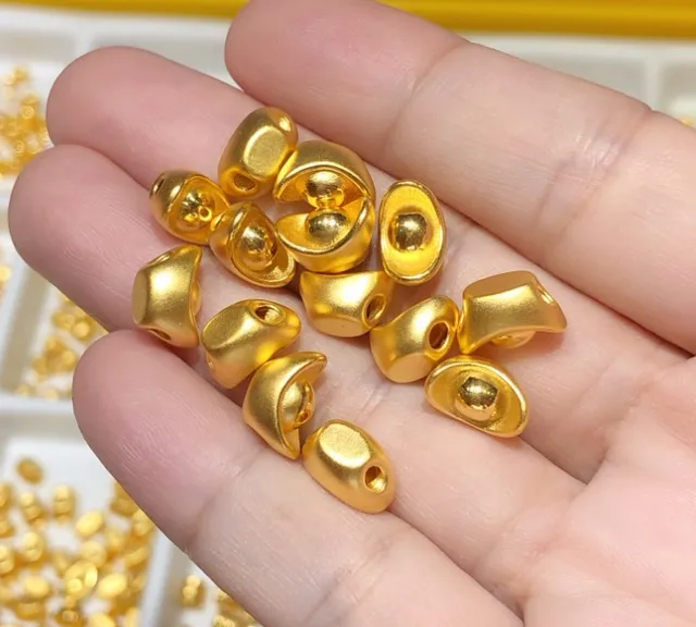 999 real gold yuanbao 24k pure gold pixiu fine gold jewelry gold charms for  bracelets about 0.5g-0.85g - AliExpress