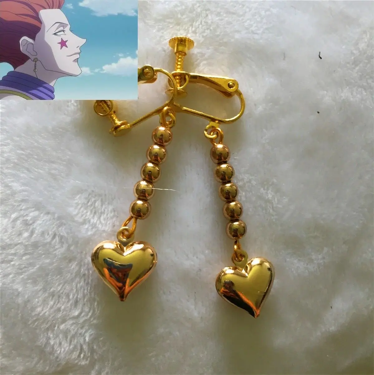 Аниме серьги HUNTER x Hisoka Косплей Золотое сердце косплей костюм реквизит|Аксессуары