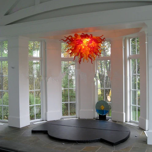 Маленький круглый красный Chandalier латунный Chandalier муранский современный для гостиной