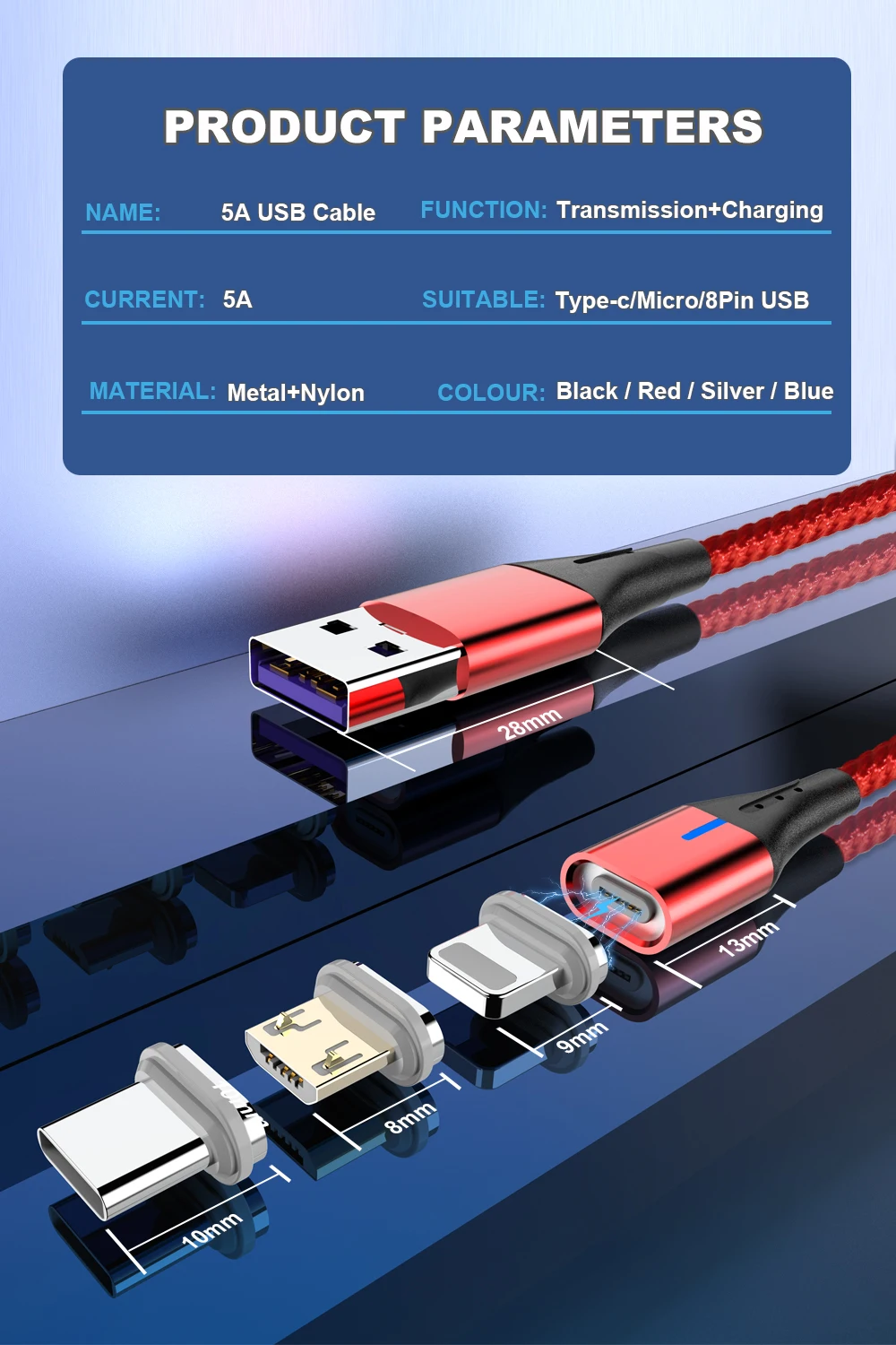 Магнитный кабель для быстрой зарядки Vanniso 1m 2m 5A для iphone 11 samsung A50 A30 Xiaomi mi9 note7 huawei Magnet Microusb быстрое зарядное устройство
