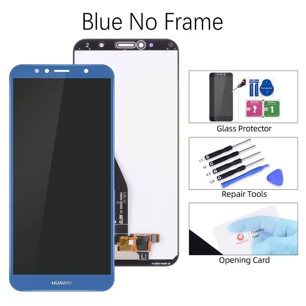 Blue No Frame Дисплей для Huawei Y6 Y6 Prime atu-l31 LCD в сборе с тачскрином 5.7'' черный белый - Цвет: Blue No Frame