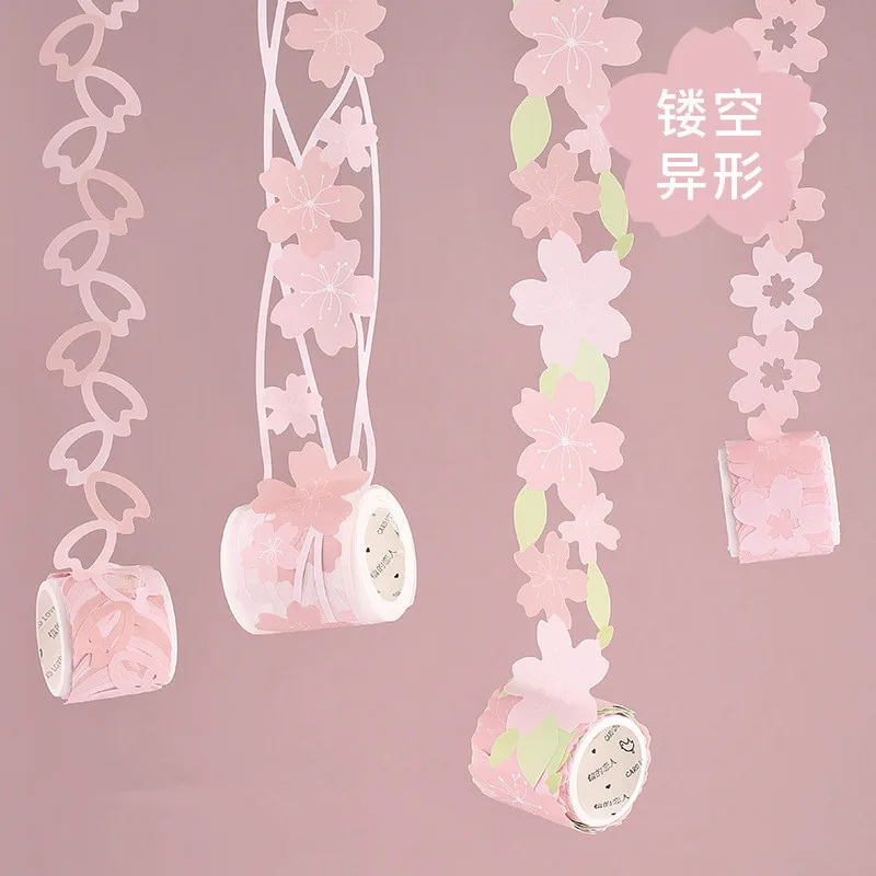

1 pcs DIY Cartoon Paper Washi Masking Tapes Sakura flower hollow decorative adhesive tape MEETAPE/School Supplies
