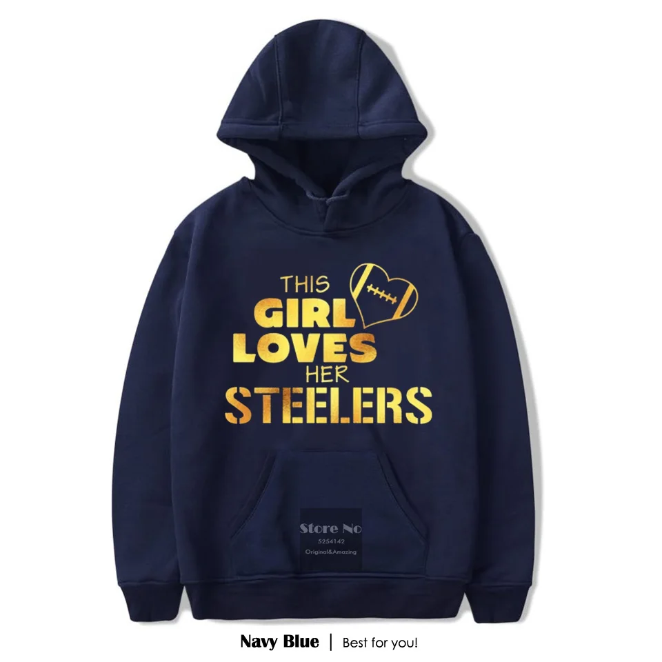 Осенне-зимняя Толстовка в стиле хип-хоп, толстовка с надписью «This Girl Loves Her Steelers», женские пуловеры с буквенным принтом, толстовка с капюшоном, куртка steelers