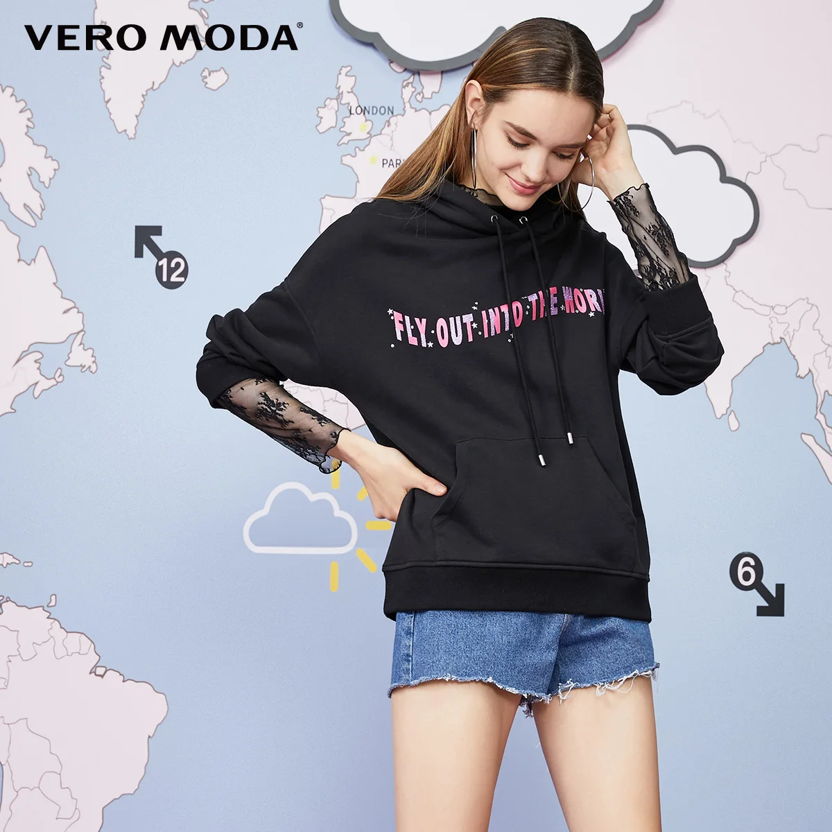 Black Vero Moda Женская свободная футболка минимализм | 319333515 - Цвет: Black