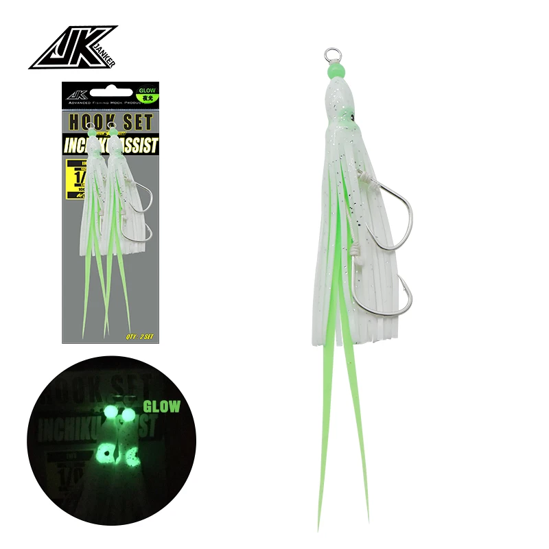 

JK IHT 1/0 2/0 Pike Hooks Fishing Luminous Inchiku Assist Hook 3 Colors Available saltwater Fishhook Tackle