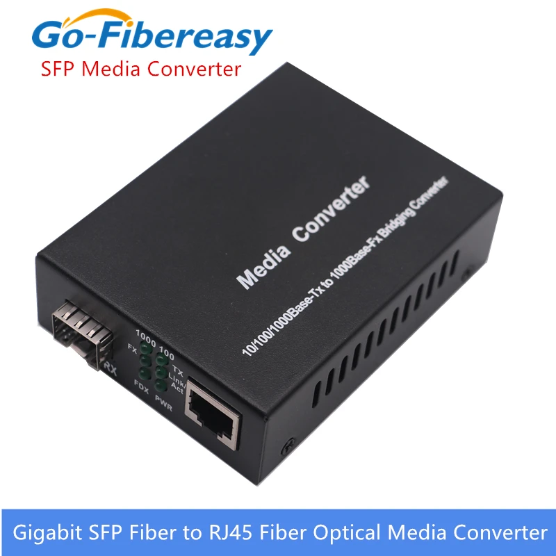 SFP для конвертер медиафайлов SFP 1000 Мбит/с гигабитный SFP к UTP RJ45 550 м ~ 100 км волоконно-оптических Media Converter