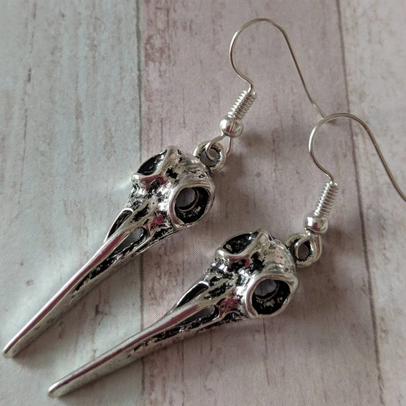 Earrings Bird Skull Gothic Punk Gifts For Her Him
