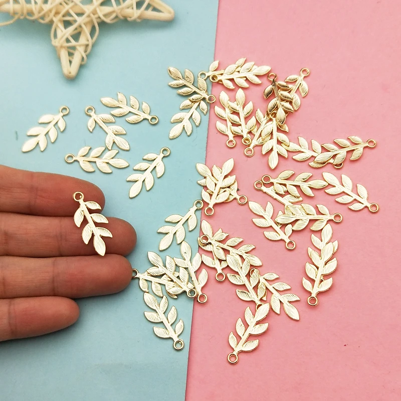 

20pcs Zinc Alloy Golden Mini Leaves Charms Floating For DIY Fashion Drop Earrings Jewelry Making Accessories Tree Leaf Pendants