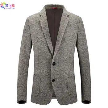 

Mens Casual Blazer Jacket Wool Blazer Men Tweed Grey Big Size 4XL Single Breasted Smart Casual Suit Blazer Men Homme Costume