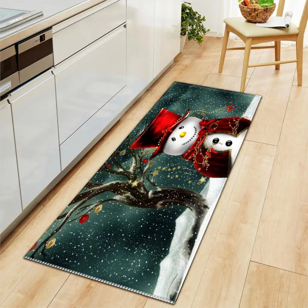 

Zeegle Christmas Carpet for Home Decor Long Kitchen Carpet Hallway Anti-slip Bedside Floor Rug Floor Carpet Kids Room Play Rug