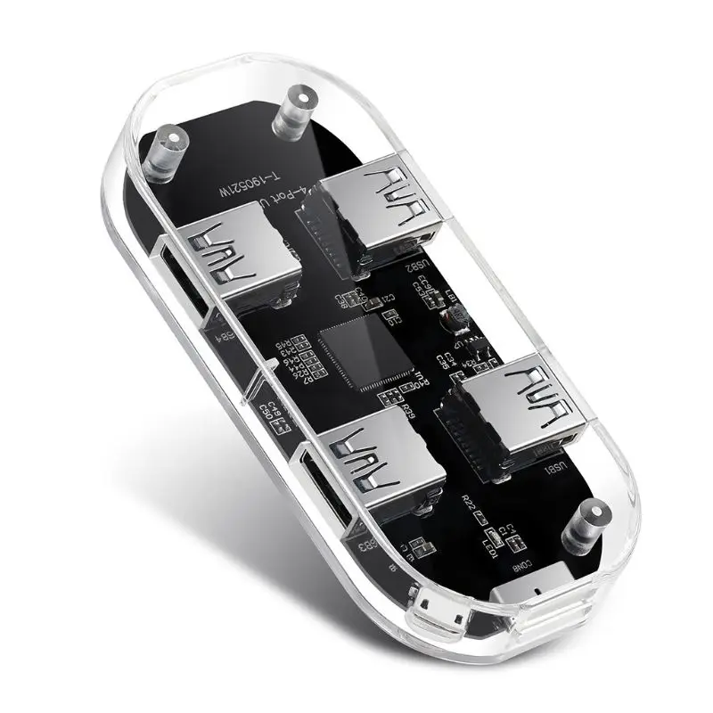 Прозрачный usb-хаб 4 порта USB3.0 адаптер сплиттер для ноутбука U диск мобильных телефонов