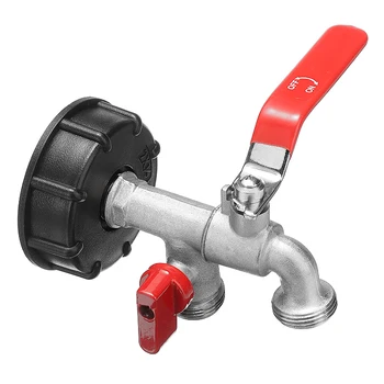 

IBC Tank Container Adapter+Double 3/4" Male Thread Water Tap Garden Hose Faucet Water Tank S60X6 Hose Connector Tap