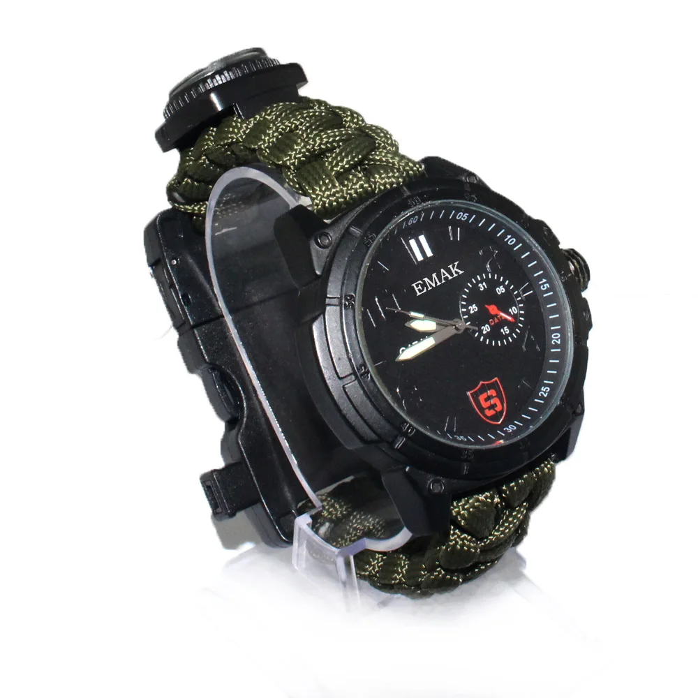 

Multi-functional Men Popular Emergency Life-Saving Compass da huo bang Survival Escape Mountain Climbing Watch