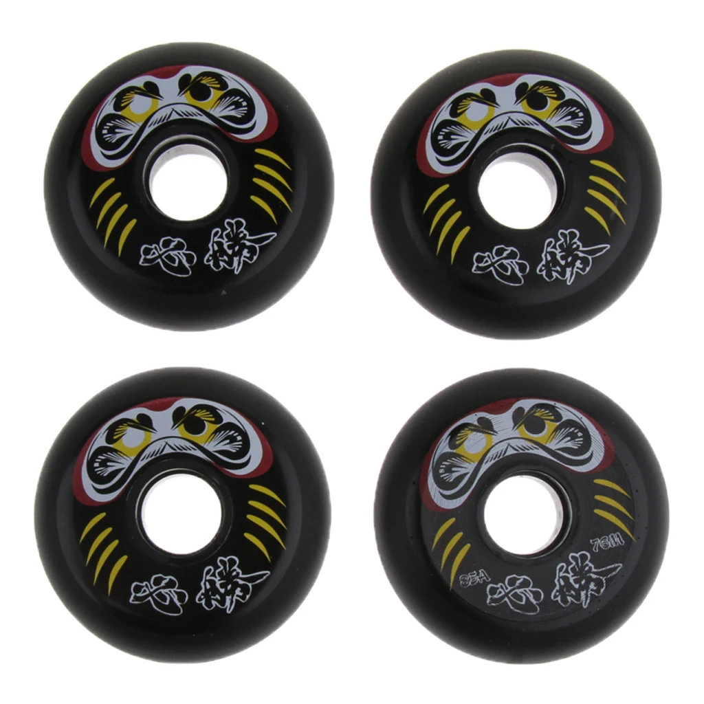4Pcs Premium PU Inline Roller Hockey Fitness Printing Skate Wheels 85A High Elasticity Replacement Accessories 72/76/80mm