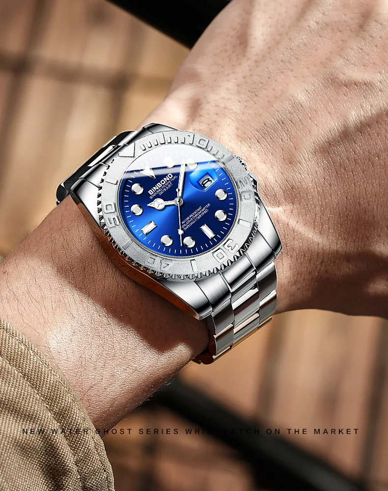 BINBOND Top Brand Luxury Fashion Men Watches Luminous Calendar Waterproof Stainless Steel Watch Quartz Business Wristwatch