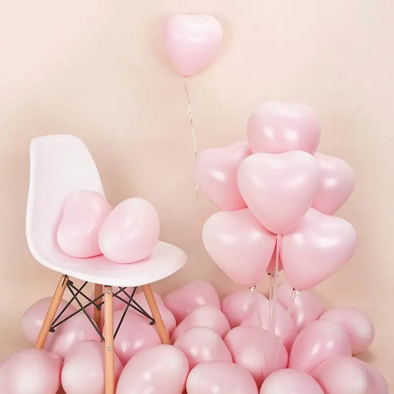 10pcs 10inch Macaron Heart Balloons Happy Birthday Helium Latex Balloon Wedding Party Decoration Event Party Supplies - Цвет: tender pink