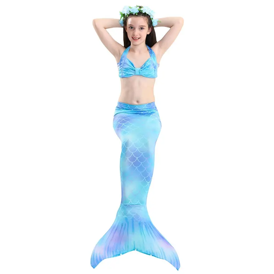 NEW The Little Mermaid Tail with Garland Ariel Mermaid Swimsuit for Kids swimmable Bathing Suit Costume Cosplay