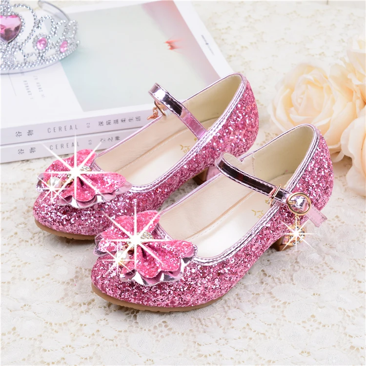 

Spring Children Shoes Girls High Heel Princess Dance Sandals Kids Shoes Glitter Leather Fashion Girls Party Dress Wedding Shoes