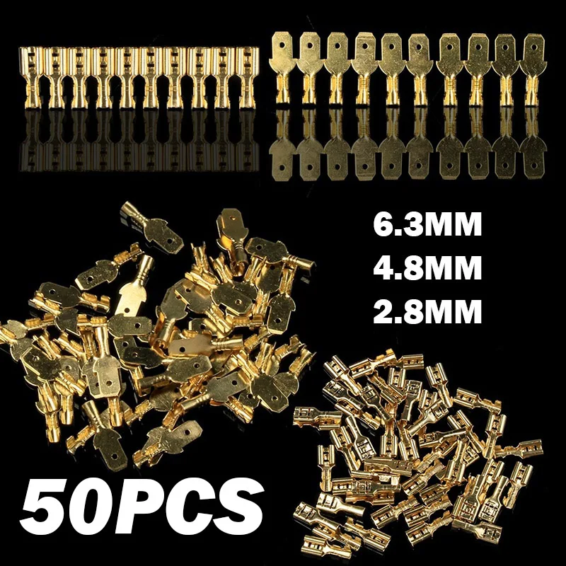 

50PCS 6.3/4.8/2.8mm Female/Male Spade Terminals Butt Wire Connectors Crimp Terminals Seal Crimping Connector set