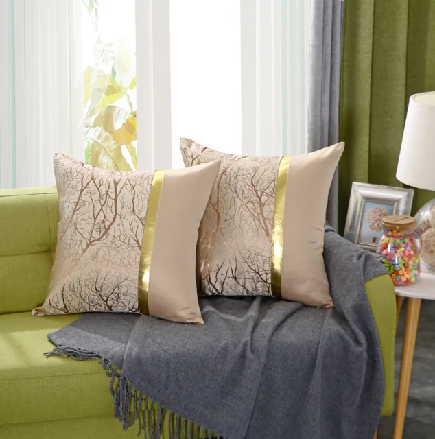 Housse de coussin moderne en Satin, pour canapé, voiture, légère, estampage  à chaud, taie d'oreiller couleur métal - AliExpress