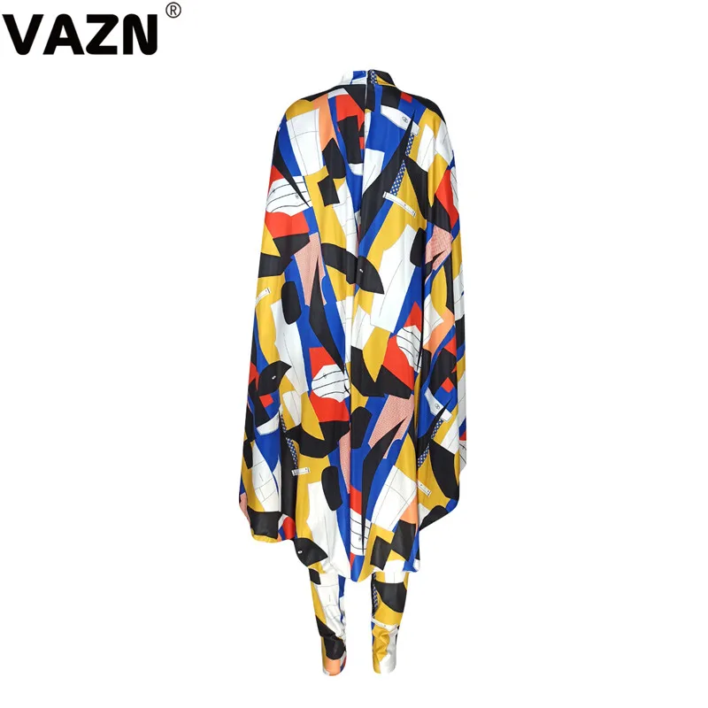 VAZN YD8138 top design autumn sexy lady colorful long jumpsuit full sleeve cloak zipper fly long pant jumpsuit new jumpsuit