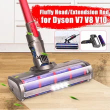 Vacuum Cleaner Brush LED Light Fluffy Roller Brush Extended Extension Rod Vaccum Cleaner Replacement for Dyson V7 V8 V10 Vacuum