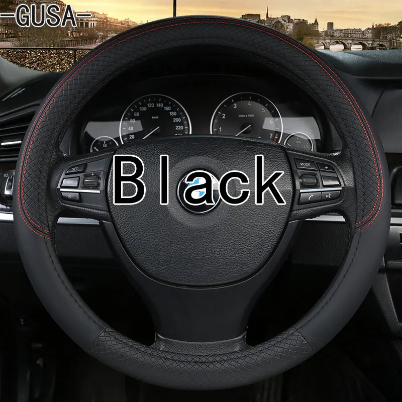 Зимние супермягкое плюшевое чехол рулевого колеса автомобиля универсальный, теплое пальто с искусственным мехом для маленьких Авто Руль на рулевое колесо 37/38 см - Название цвета: black