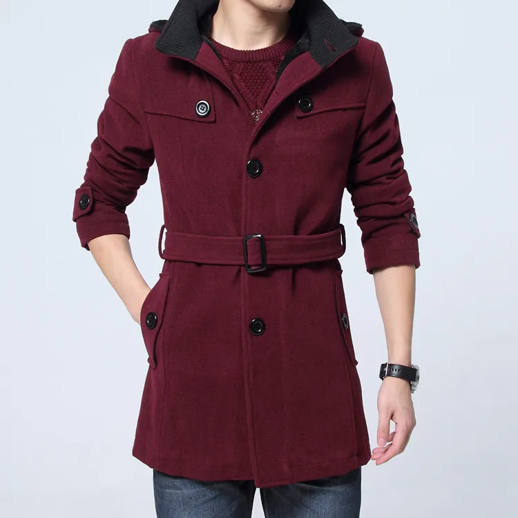 Winter Trench Coat Men Fashion Long Overcoat Men Hot Sale Woollen Coat Thick Men's Clothing Size 4XL Wool Jackets