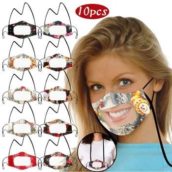 

Christmas Transparent Mask Adult Smile Face Mask Visible Expression Lip Reading Washable Earloop Mask Cloth Washable Mascarillas