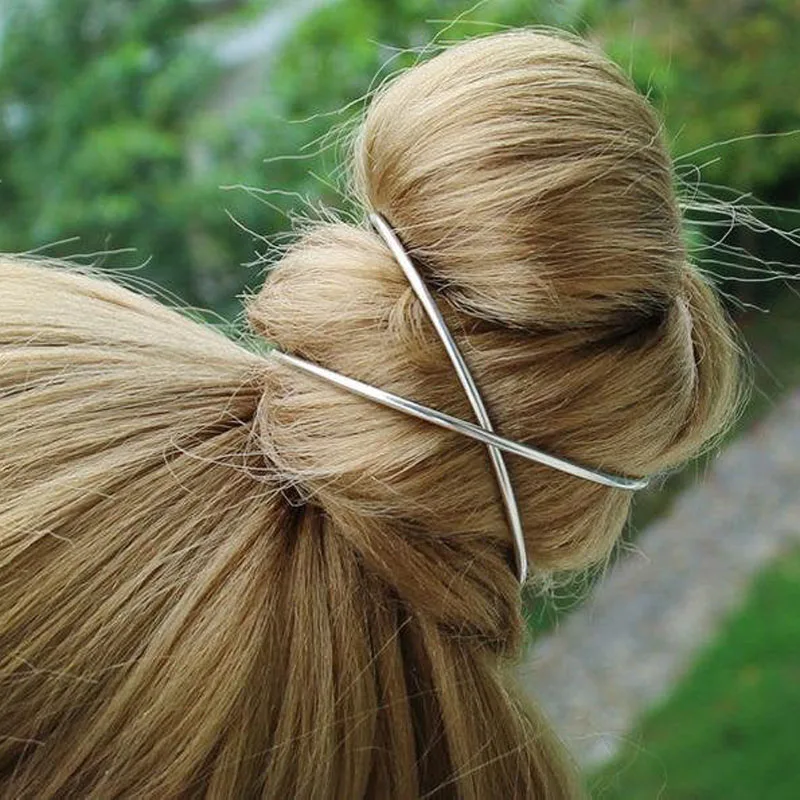 2019 Personalized New Brief Gold Tone Cross Bun Holder Metal Boho