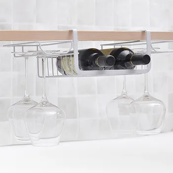 

1Pc Wrought Iron Wine Glass Holder Creative Upside Down Hanging Goblet Rack Household Wine Glass Storage Kitchen Organizer