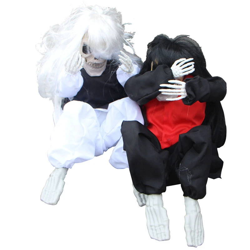 

Liviorap Halloween Horror Props Automatic Voice Crying KTV Decor Halloween Scary Decorations Crying Ghost Decor Room Escape
