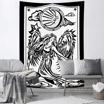 

Greek Goddess Tapestry Moon Star Wing Printed Tapestry Wall Hanging Mat Blanket Tapestry Wall Carpets Psychedelic Tapestries