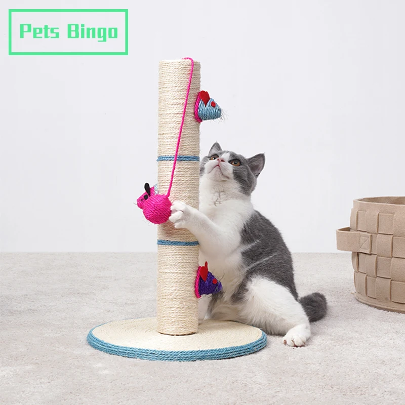 

Pets Bingo Sisal Cat Scratch Post Wear-resistant Interactive Pets Toy Durable Cat Scratch Board with Bal and Bell Cat Products