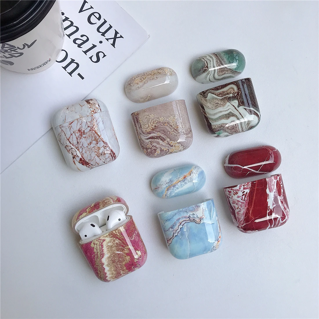 Чехол для Apple Airpods, чехол с мраморным рисунком, милый чехол для Apple Airpods 2, 1 чехол, аксессуары для наушников, чехол для наушников